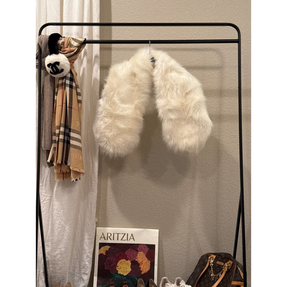 Ivory Faux Fur Stole Wrap Bridal Evening Scarf Cream White
